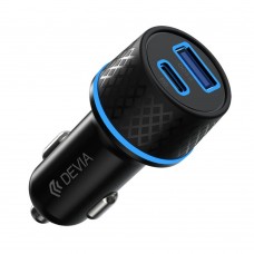 Automobilinis įkroviklis 12-24V USB C + USB 52.5W greito krovimo (QC3.0) Devia